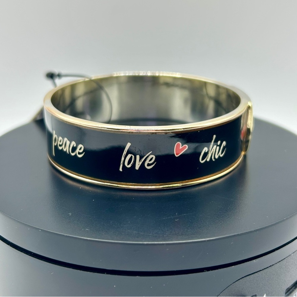 Chico’s Wide Band Black and Gold Bangle Bracelet